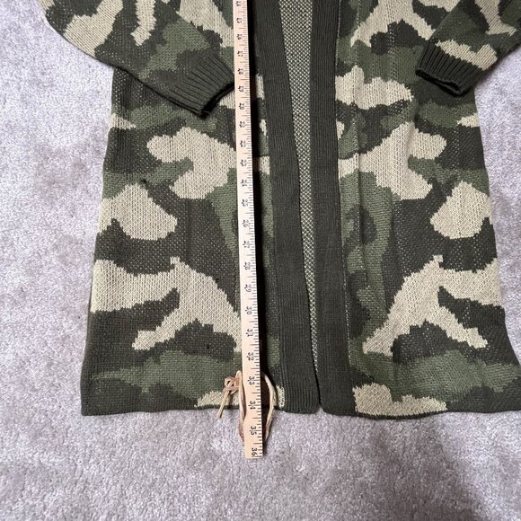 Soho Apparel Camo Long‎ Cardigan Sweater M open front - Picture 4 of 5